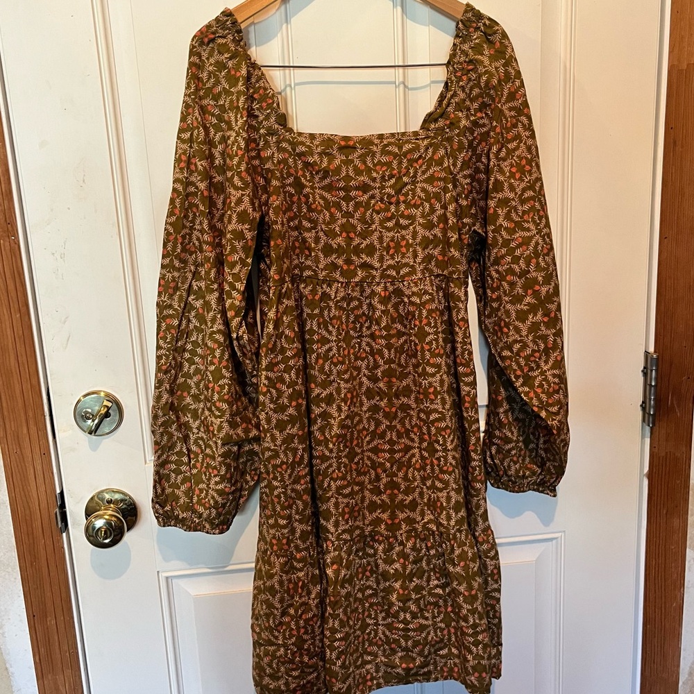 Universal Thread Olive and Rust Long Sleeve Dress